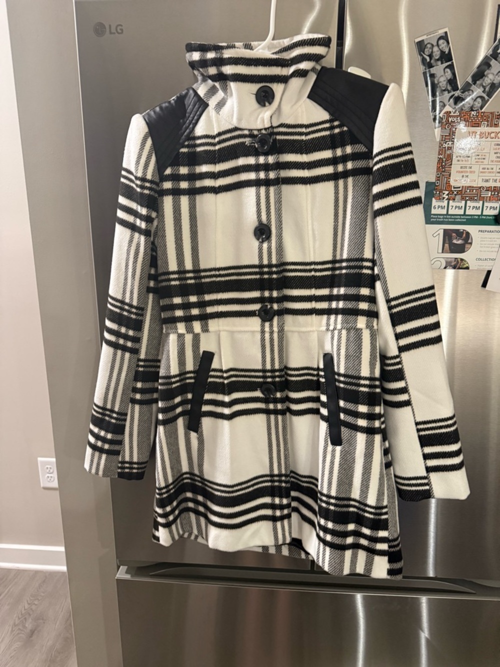 Women’s Black & White Plaid Coat